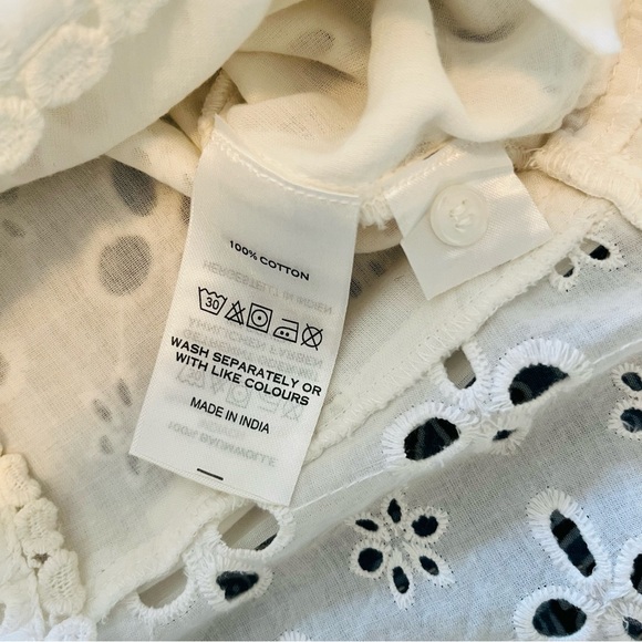 White eyelet lace cotton peplum top - Picture 8 of 9